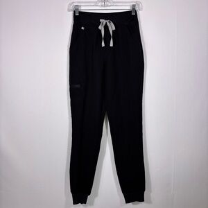 Figs Black Joggers with Gray Drawstring
